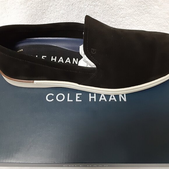 COLE HANN MEN GRAND 360 SUEDE LEATHER SLIP ON SHOES BLACK/WHITE 11M - Picture 12 of 16